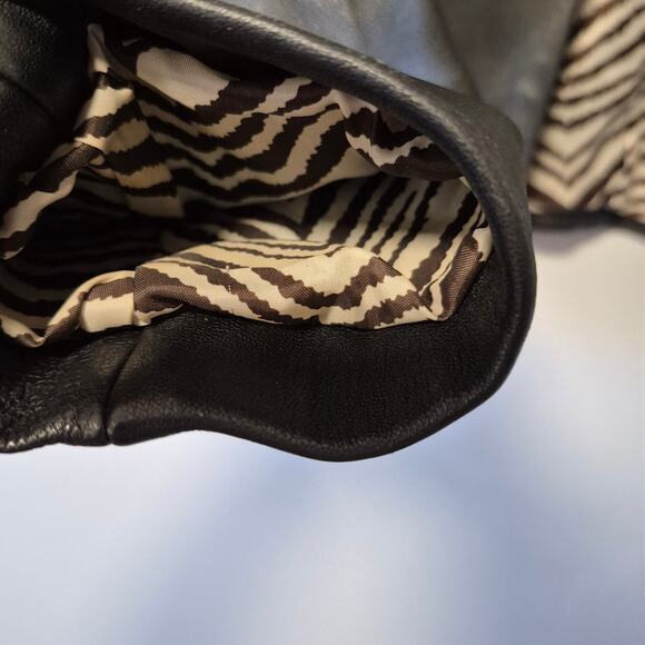 Vintage The Limited Womens Leather Black Fitted Jacket XS Zebra stripe lining - Picture 11 of 13